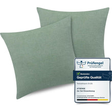 2er Set Kissenbezug 40x40 cm Grün Baumwolle Reißverschluss