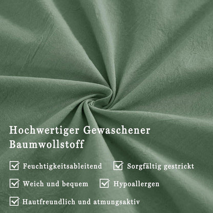 2er Set Kissenbezug 40x40 cm Grün Baumwolle Reißverschluss
