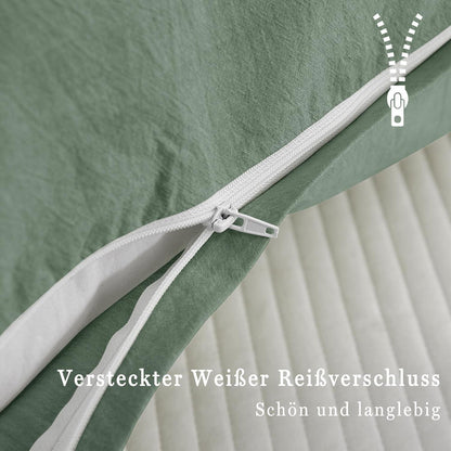2er Set Kissenbezug 40x40 cm Grün Baumwolle Reißverschluss