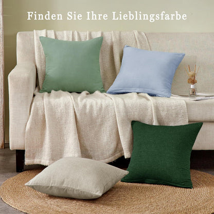 2er Set Kissenbezug 40x40 cm Grün Baumwolle Reißverschluss