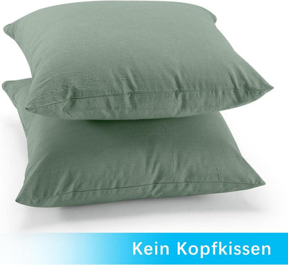 2er Set Kissenbezug 40x40 cm Grün Baumwolle Reißverschluss