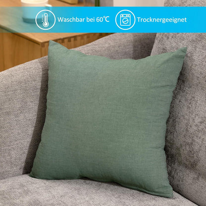 2er Set Kissenbezug 40x40cm Grün 100% Baumwolle Reißverschluss