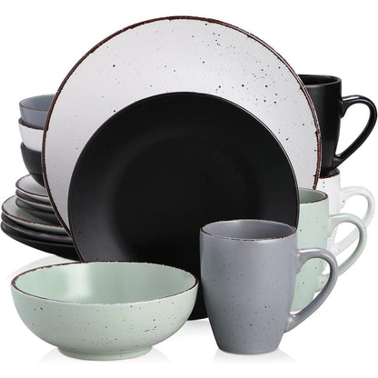 Steingut Tafelservice 16-teilig Vintage Mehrfarbig