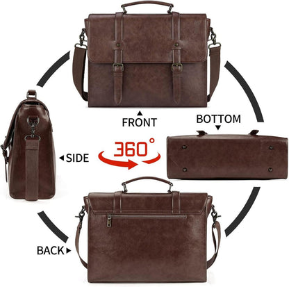 Lubardy Umhängetasche Herren Laptoptasche 15.6 Zoll Vintage Wasserdicht