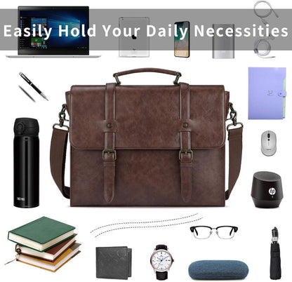 Lubardy Umhängetasche Herren Laptoptasche 15.6 Zoll Vintage Wasserdicht