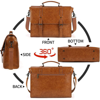 Lubardy Umhängetasche Herren 15,6 Zoll Vintage Ledertasche
