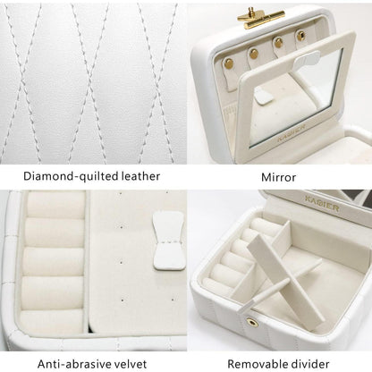 Kleine Reise Schmuckschatulle Diamant Leder Schmuckbox