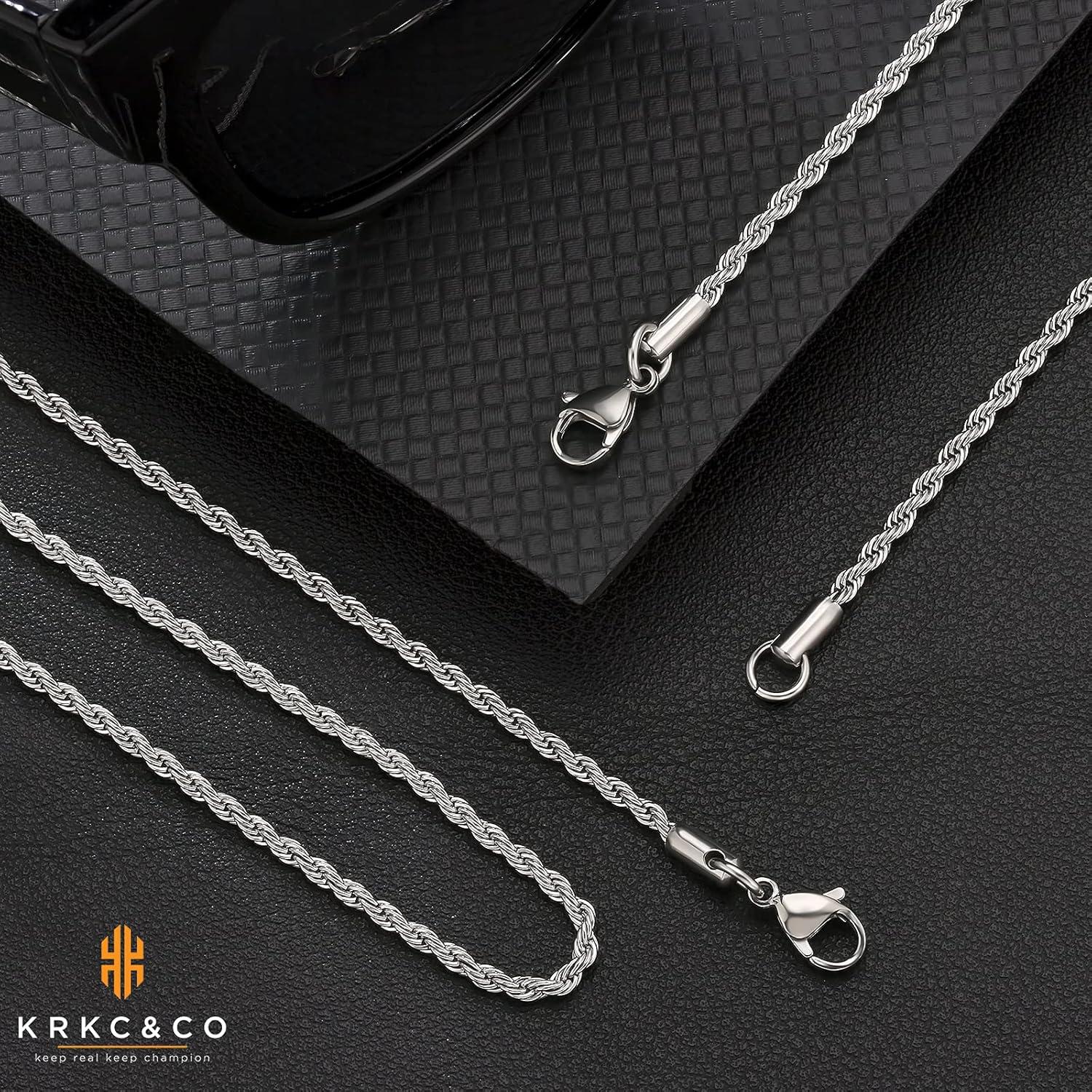 Goldkette Herren Silberkette 2,5mm Rope Kette Edelstahl 18K