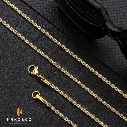 Goldkette Herren Silberkette 2,5mm Edelstahl Rope Halskette