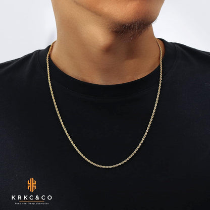 Goldkette Herren Silberkette 2,5mm Edelstahl Rope Halskette