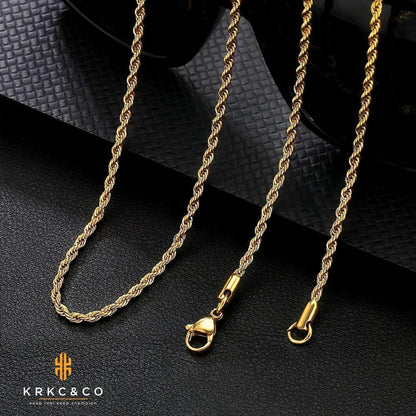 Goldkette Herren Silberkette 2,5mm Edelstahl Rope Halskette