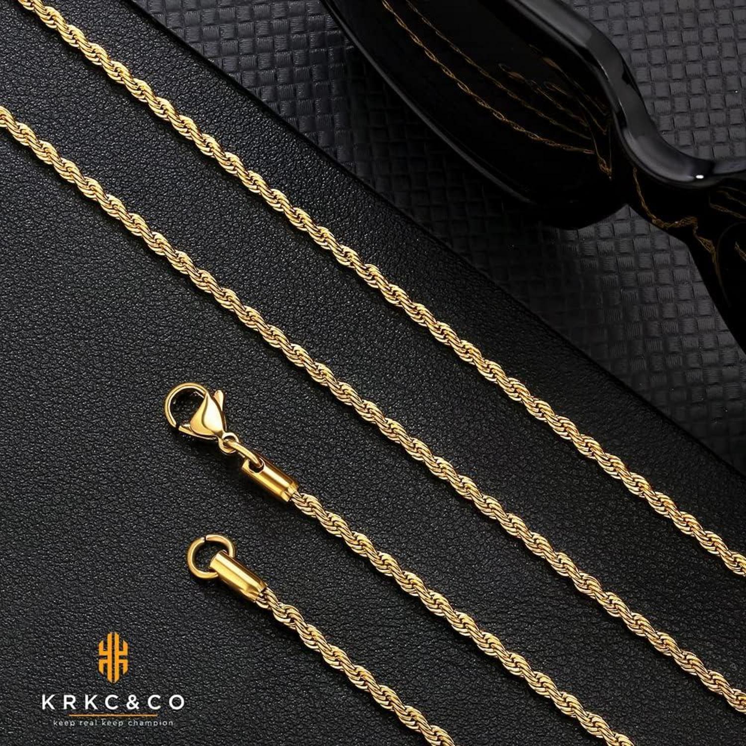 Goldkette Herren Silberkette 2,5mm Edelstahl Rope Halskette