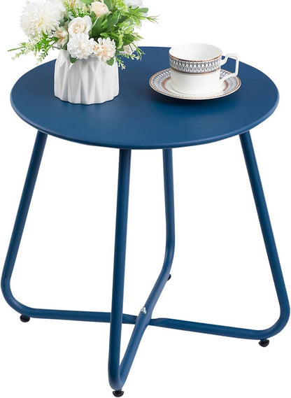 Outdoor Beistelltisch Metall Rund Wetterfest für Patio Garten Terrasse