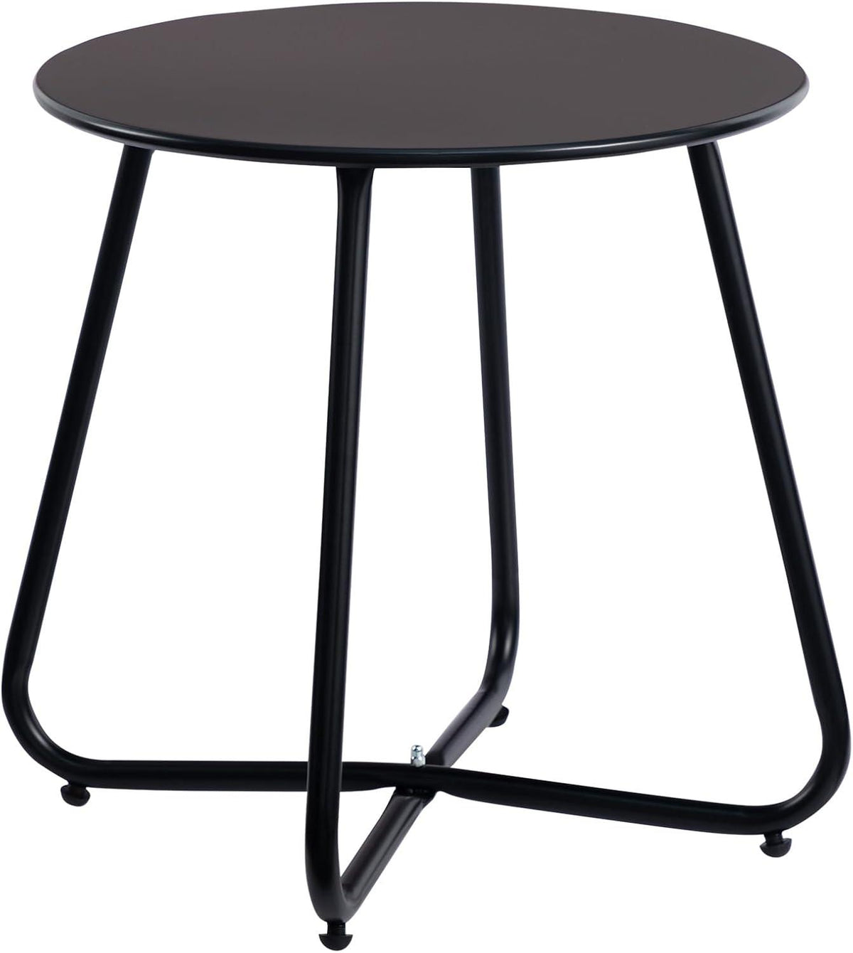 HollyHOME Balkontisch Klein Gartentisch Rund Metall Wetterfest Schwarz