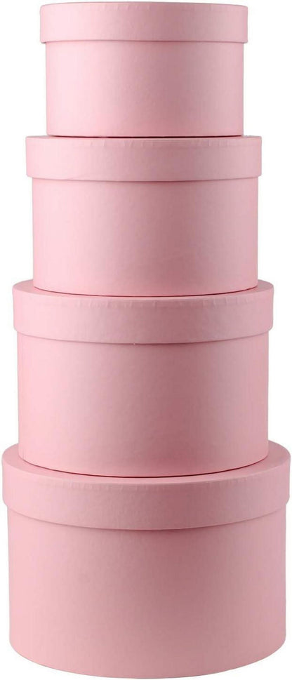 4er Set Geschenkboxen Rund mit Deckel Aufbewahrungsboxen in rosa