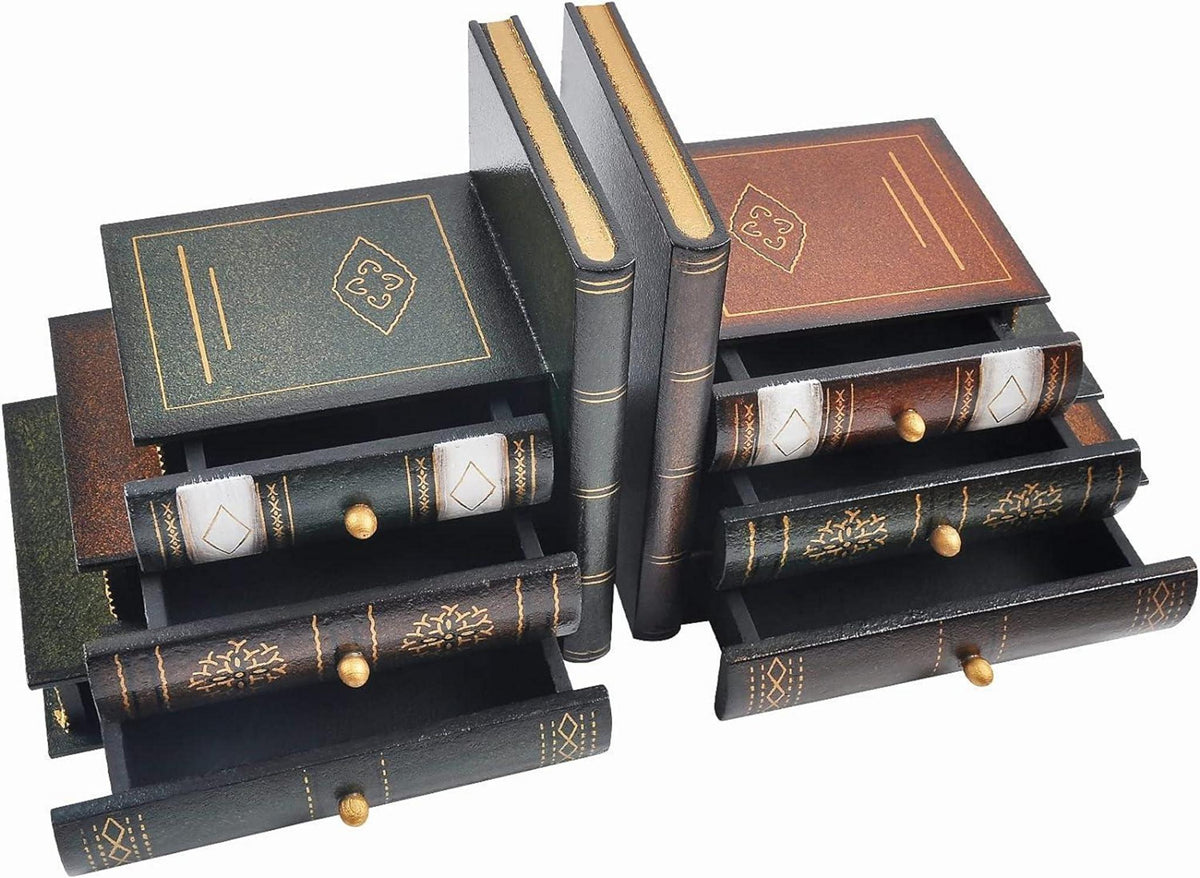 Dekorative Vintage Buchstützen aus Holz für Büro oder Bibliothek