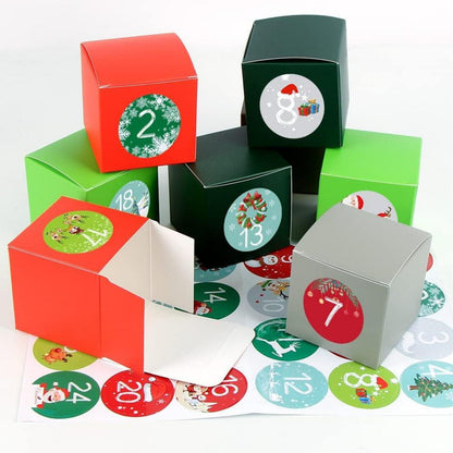 Adventskalender zum Befüllen 24 DIY Kisten Set Kinder Rot Grün Grau