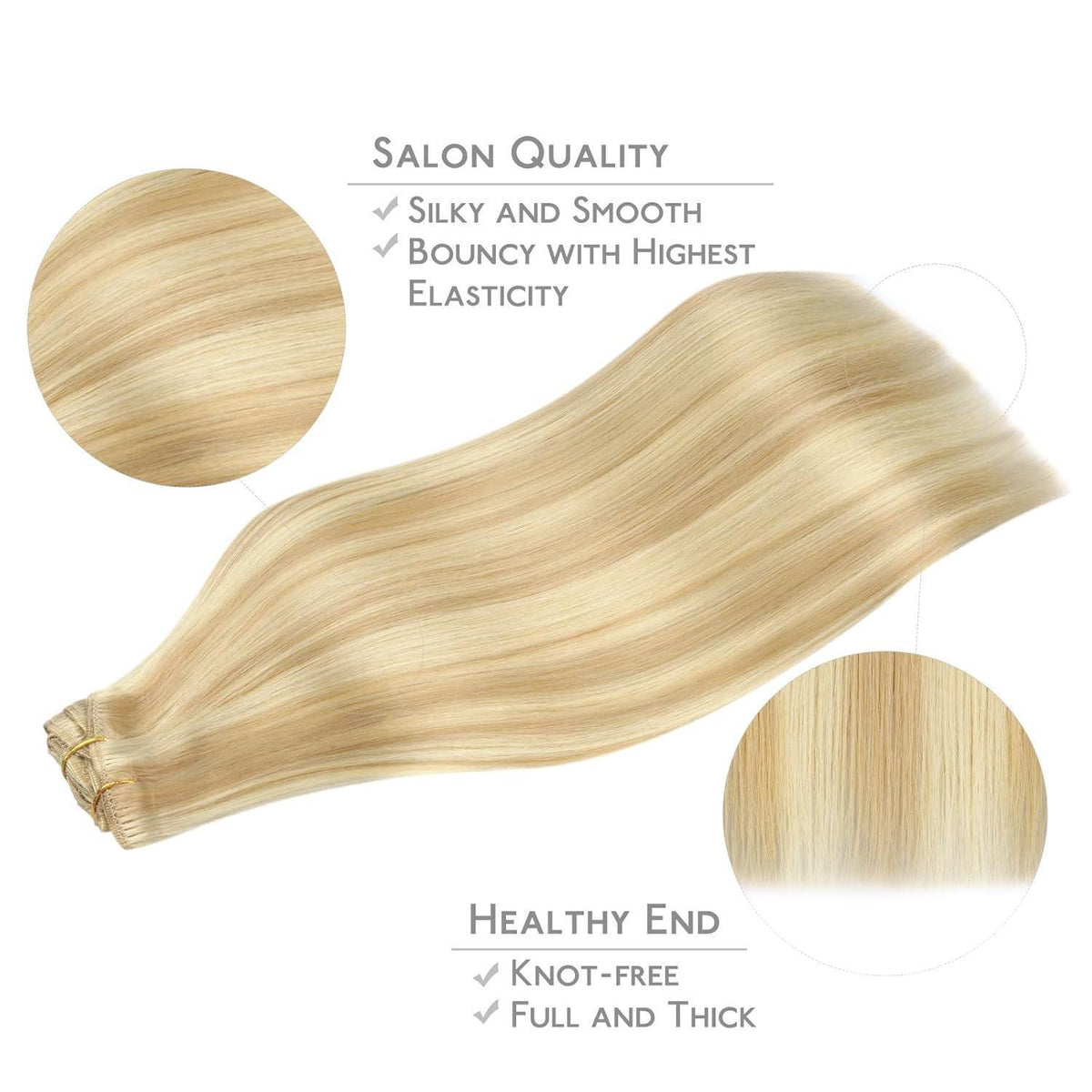 Echthaar Clip Ins Hellblond Highlights 40cm