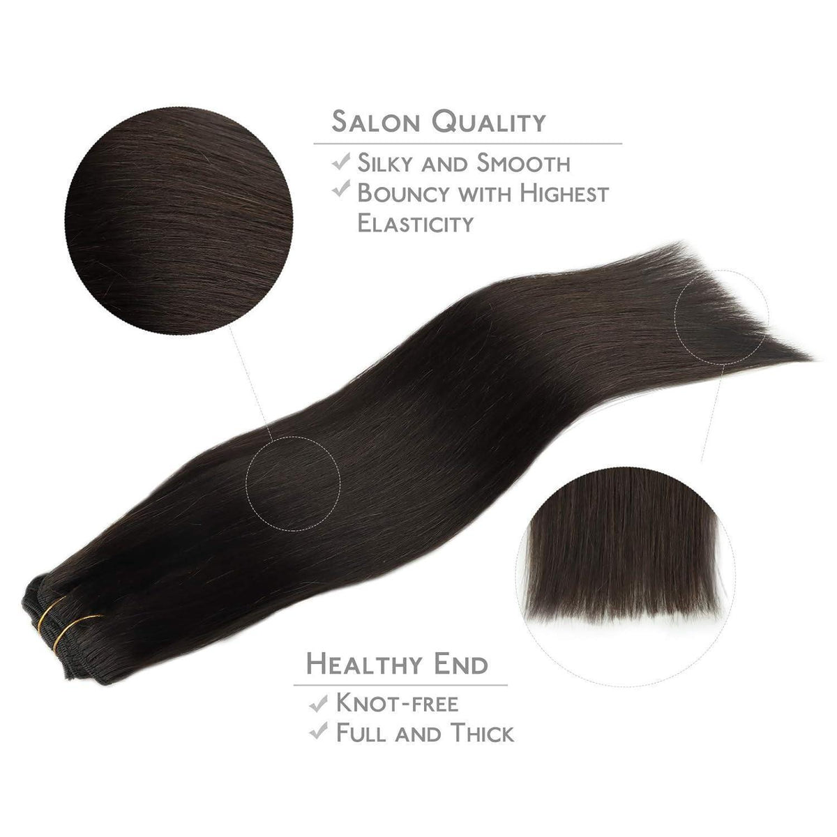 Echthaar Clip Ins Dunkelbraun 50cm - 150g
