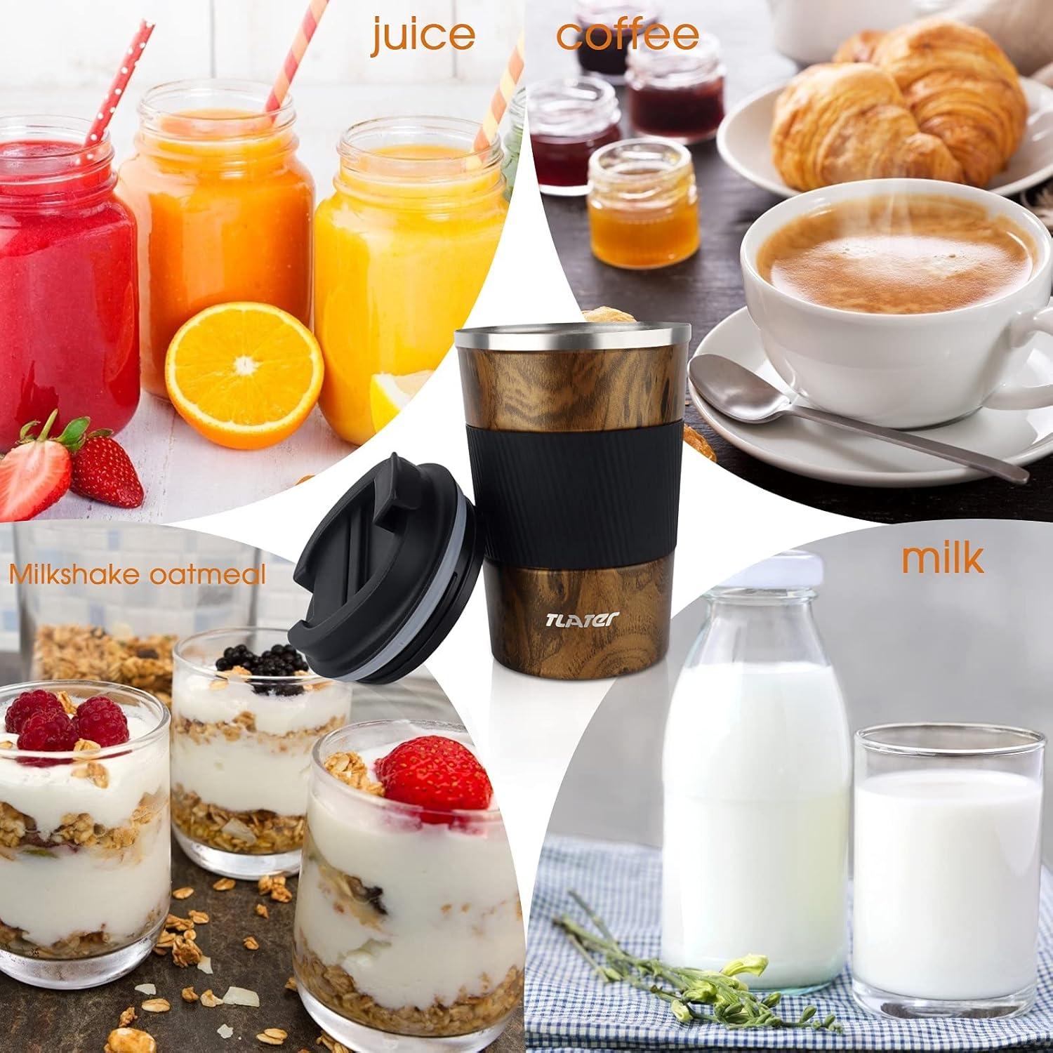 Tlater Kaffeebecher to go 380ml Thermobecher Edelstahl Vakuum Doppelwandig