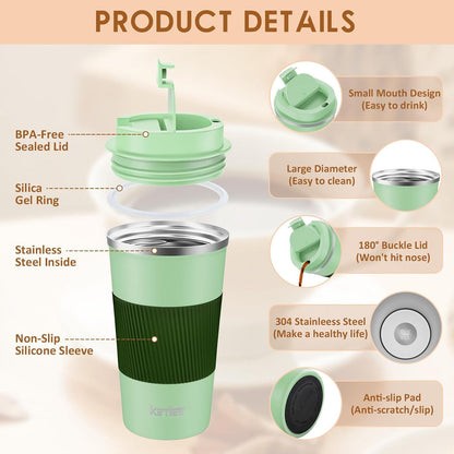 KETIEE Kaffeebecher to go 510ml Thermobecher Doppelwandig