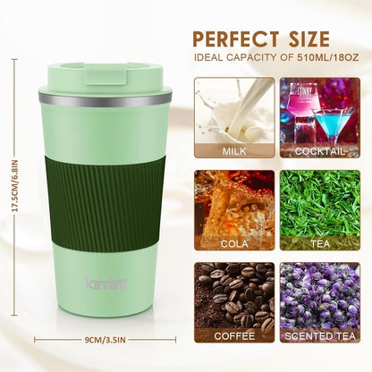 KETIEE Kaffeebecher to go 510ml Thermo Travel Mug grün 1