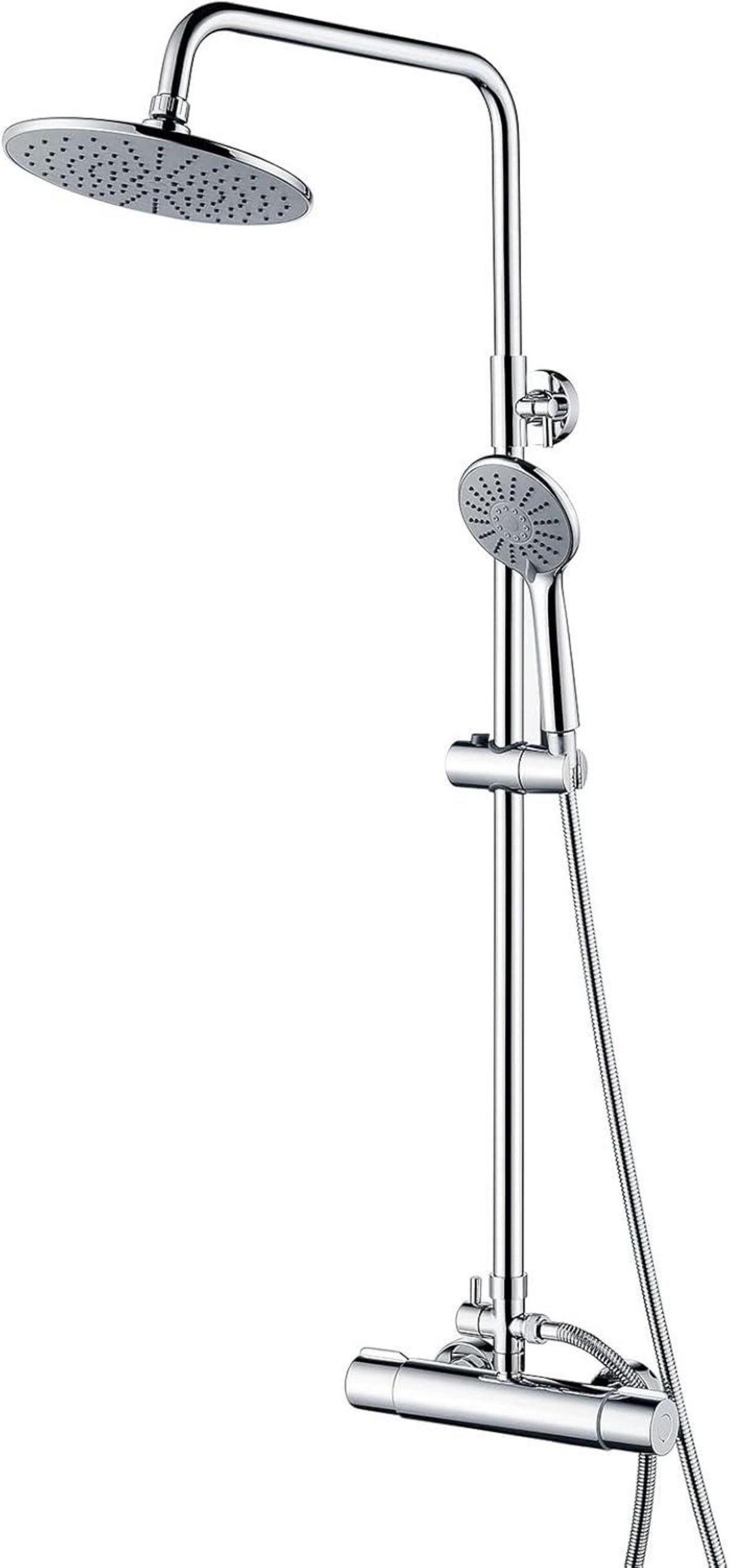 Duscharmatur mit Thermostat Höhenverstellbar Regendusche 23x23cm
