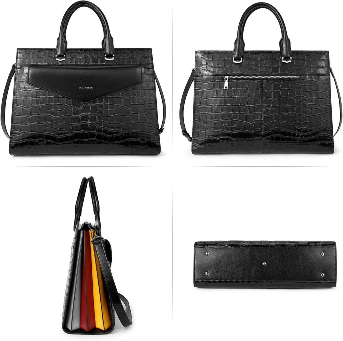 Damen Aktentasche Leder Schultertasche 15.6 Zoll Laptop Arbeitstasche