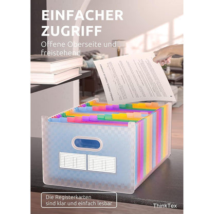 Akkordeon-Aktenordner 26 Fächer Tragbar Erweiterbar A4 Blau
