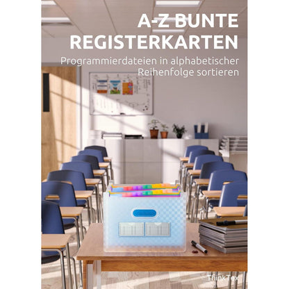 Akkordeon-Aktenordner 26 Fächer Tragbar Erweiterbar A4 Blau
