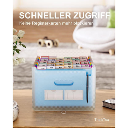 Akkordeon Aktenordner 26 Fächer A4 Briefgröße Blau