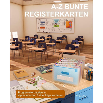 Akkordeon Aktenordner 26 Fächer A4 Briefgröße Blau