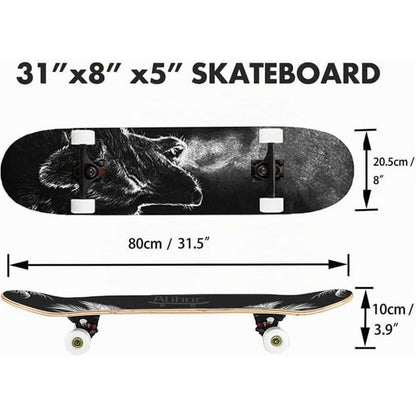 31 Zoll Skateboard – Robustes Ahornbrett für Anfänger & Profis