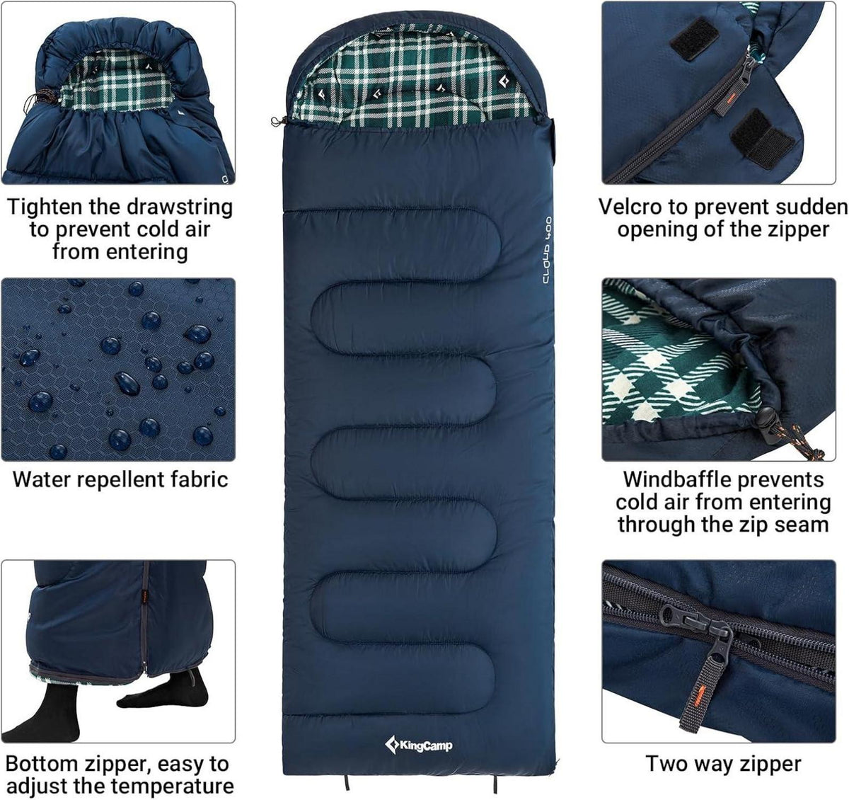 Deckenschlafsack für Erwachsene 3-4 Jahreszeiten 400g Warme Füllung