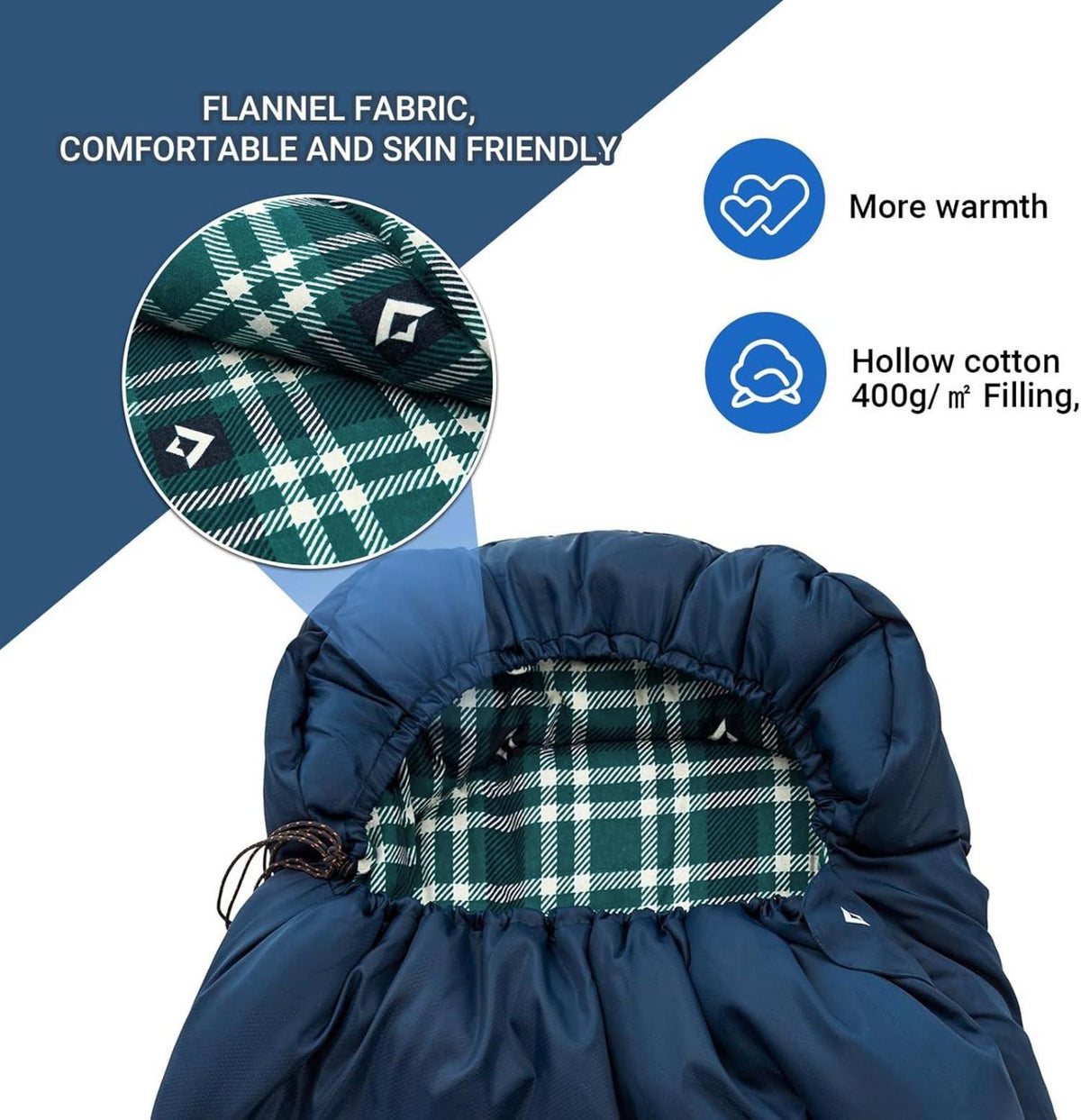 KingCamp Schlafsack Outdoor Warmer Deckenschlafsack 3-4 Jahreszeiten 400g Füllung
