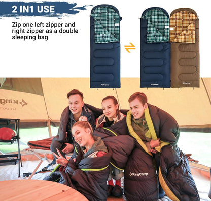 KingCamp Deckenschlafsack 3-4 Jahreszeiten Camping Schlafsack 400g Füllung