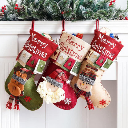 3er Set Weihnachtsstrümpfe Weihnachtsmann Rentier Schneemann