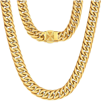 KRKC&CO 14mm Goldkette Herren Panzerkette 18K Cuban Link