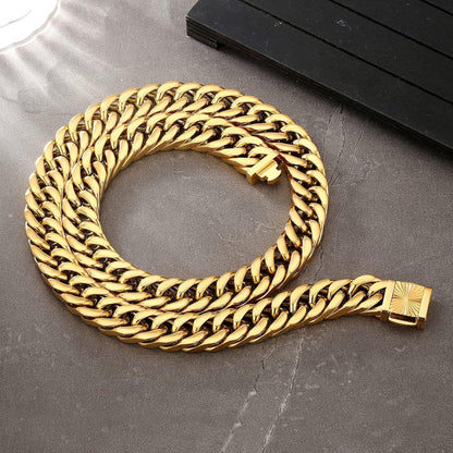 KRKC&CO 14mm Goldkette Herren Panzerkette 18K Cuban Link
