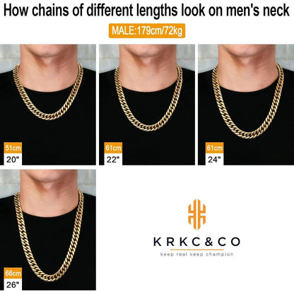 KRKC&CO 14mm Goldkette Herren Panzerkette 18K Cuban Link