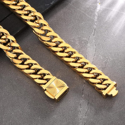 KRKC&CO 14mm Goldkette Herren Panzerkette 18K Cuban Link