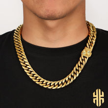 Panzerkette Armband Herren Edelstahl 18K Gold Cuban Link
