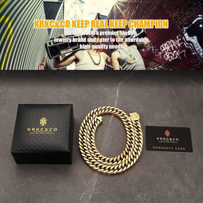 Panzerkette Armband Herren Edelstahl 18K Gold Cuban Link