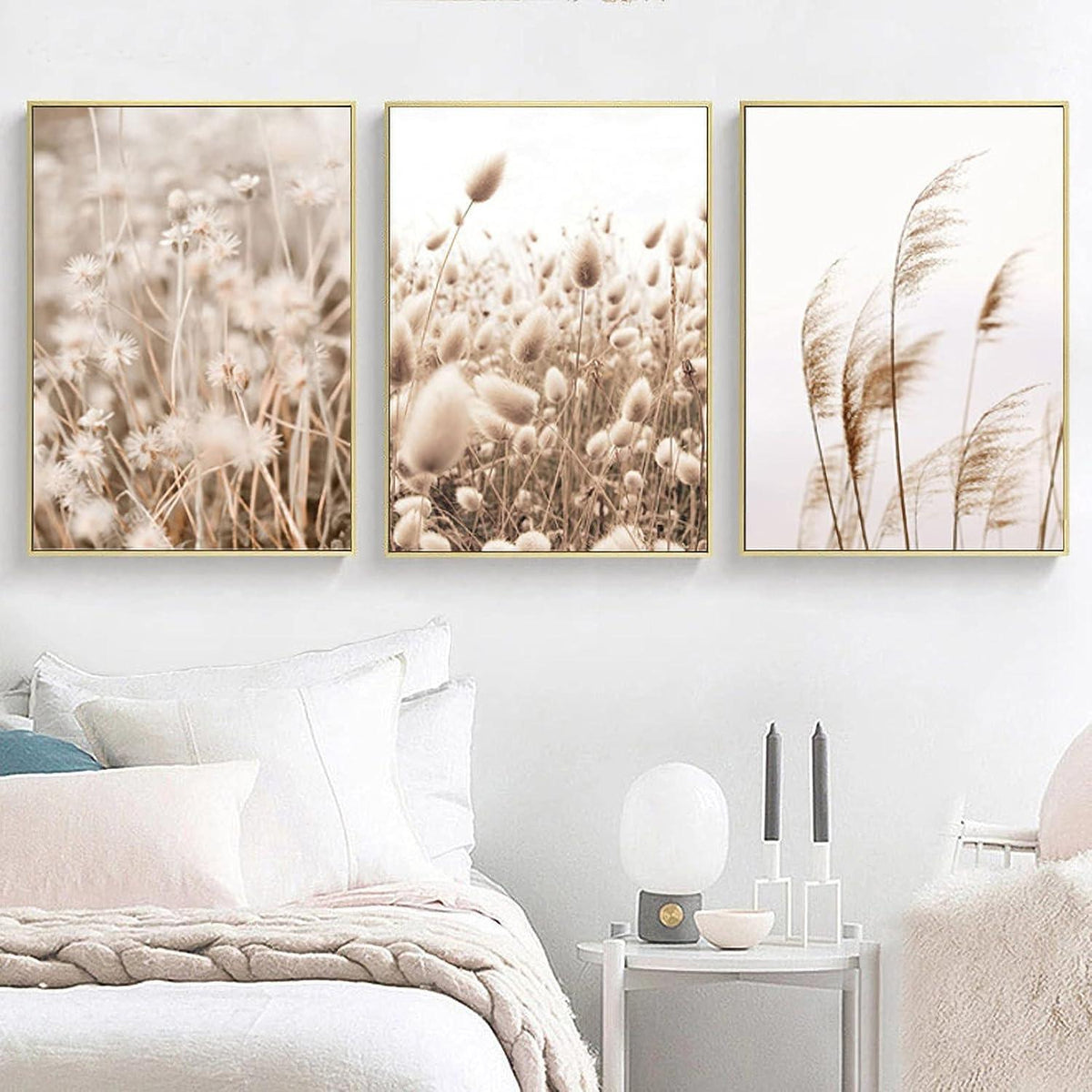 Poster Set Beige Pampas 3 Bilder Wanddeko 50x70cm