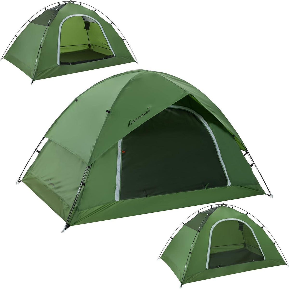 4 Personen Kuppelzelt wasserdicht leicht für Camping Outdoor Grün