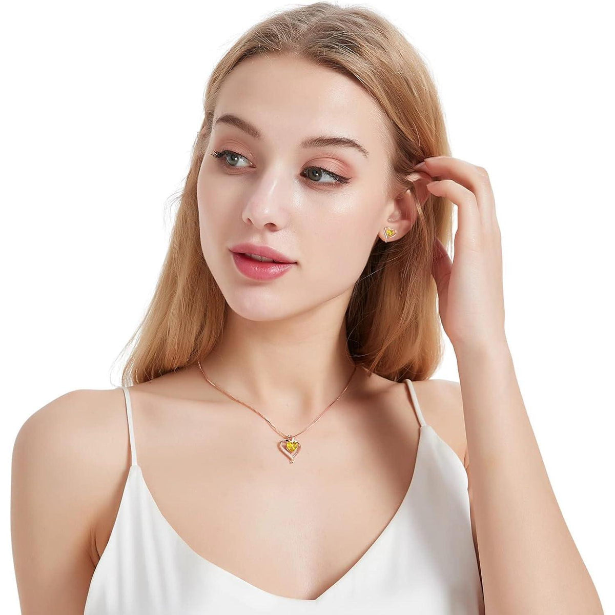 Silber Herz Schmuckset für Damen – Halskette & Ohrringe