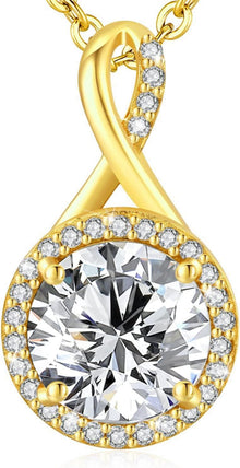 Ewige Liebe Zirkonia Halskette Silber Gold Rose Geschenk