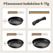 Hochwertiges 4tlg Pfannen-Set | 20+24+28 cm | abnehmbarer