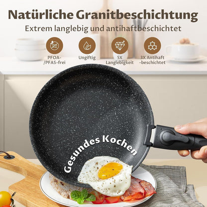 Hochwertiges 4tlg Pfannen-Set | 20+24+28 cm | abnehmbarer