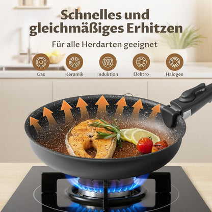 Hochwertiges 4tlg Pfannen-Set | 20+24+28 cm | abnehmbarer